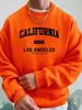 Sudadera Estampada para Hombre de California Los Ángeles Sudadera de Invierno Cuello Redondo Estilo Urbano Lana Cálida Holgada Sudadera con Capucha Ropa Casual