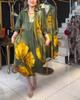 Otoño 2024 nuevo Amazon transfronterizo moda europea y americana solapa estampado degradado vestido suelto ropa de mujer