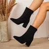 Sapatos curtos justos de salto grosso para mulheres, comércio exterior transfronteiriço, novos sapatos de moda de camurça de cor sólida de salto médio para mulheres, outono e inverno de 2026