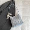 Bolso de hombro tipo cubo con encaje, elegante y portátil, a la moda, para verano, 2024