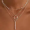 Collar de Abalorios Irregulares de Anillo Cruzado Europeo y Americano Multicapa Estilo Ins Personalidad Creativa Gargantilla Exagerada en Capas