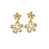Pendientes Florales Artísticos de Estilo Niche con Pétalos Irregulares Huecos en Dorado y Plateado, Diseño Largo que Hace que el Rostro Luzca Más Delgado, Pendientes Vintage