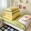 Conjunto de Três Peças 100% Algodão Puro para Dormitório Lençol de Elástico para Cama de Solteiro Duplo Cama Elástica de Dormitório de Faculdade Capa de Edredom de Dormitório 4