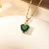 Colar de Zircônia Colorida em Formato de Coração de Luxo Leve, Corrente para Clavícula, Pingente Moderno e Sofisticado em Prata Esterlina Banhada a Ouro, Joias para Casal Venda por Atacado