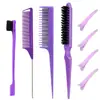 Set Popular Transfronterizo de Diez Piezas para Peinar el Cabello, Herramientas de Estilismo, Peine de Cardar, Peine de Cola con Aguja de Acero, Set de Peines para Maquillaje y Peinado