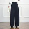 Calça casual de cintura alta feita sob medida para mulheres, estilo outono 2026, corte solto, afina a silhueta e valoriza o corpo, calça longa de perna larga