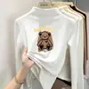 Ropa interior base de forro polar con cuello alto medio para niña para primavera, otoño e invierno, top cálido de manga larga con dibujos animados para niños