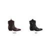 Nuevas botas Chelsea retro ultrasuaves para mujer, botas vaqueras estilo western con tacón grueso y corte en V, botas ajustadas plisadas, botines de punta fina con corte en V