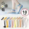 Calcetines de red para mujer, iguales a los de TikTok, para primavera y verano, calcetines transparentes de tarjeta de vidrio, calcetines invisibles de barco, calcetines de cristal de margarita