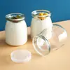 Botella de Vidrio para Pudín Botella de Yogur Botella de Mermelada Botella de Yogur Al por Mayor Vidrio Transparente Engrosado Resistente a Altas Temperaturas Sellada con Tapa