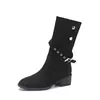 Botines nuevos Rad Martin de punta redonda adelgazantes, estilo western otoño/invierno hebilla de cinturón retro que aumenta la altura botas 2026 con tacón de bloque medio