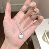 Colgante de calcedonia de hielo alto al por mayor de fábrica collar de huevo de paloma con incrustaciones de diamantes completos colgante de plata 925 cadena princesa para clavícula