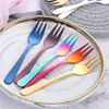Tenedor de Fruta de Acero Inoxidable 304 Transfronterizo, Tenedor de Té Creativo de 9 Colores para el Hogar, Tenedor de Postre para Restaurante, Tenedor con Logo para Regalo