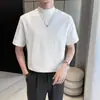 Harajuku sin marca artística versátil casual ins simple moderno cuello medio alto manga corta camiseta nueva moda japonesa