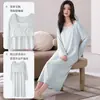 Venta Caliente Bata de Noche de Algodón Tencel para Mujer, Manga Larga con Sujetador Incorporado, Nuevo Estilo Primavera y Otoño, Sencilla, Holgada, Cómoda Pijama, Ropa de Casa