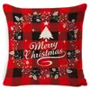 Cojín festivo navideño transfronterizo de Amazon con diseños de renos y muñeco de nieve, cojín colorido para respaldo de sofá