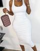 Vestido sexy justo de verão europeu e americano para mulheres, com alça, zíper, que realça o quadril e as costas, para balada