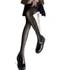 Meia-calça Patchwork Preta Estilo Coreano e Japonês Estilo Celebridade Primavera e Verão Listra Vertical Lateral Sombra Leggings Emagrecedor