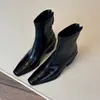 Primer encuentro: Botines elásticos negros de tacón alto grueso, con punta cuadrada, suaves y de corte ajustado para mujer, un nuevo diseño de nicho y elegante, versátiles