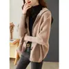 Nuevo Suéter Casual con Capucha de Punto Gris de Manga Murciélago con Botones de Cuerno Sueltos para Otoño e Invierno 2025