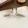 Presilha Grande para Cabelo Feminino, Primavera e Verão, Design Floral Iridescente, Etiqueta Dourada, Presilha Jacaré para Cabelos Grossos, Novo Acessório de Cabelo de Luxo