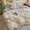 Nuevo Juego de Cuatro Piezas Estilo INS Sábana Funda Nórdica Juego de Tres Piezas para Estudiantes Sensación de Nube Gasa Arrugada Juego de Ropa de Cama Venta Cruzada Dropshipping