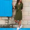 Fabricante 2022 Aliexpress Ebay Amazon Wish Outono e Inverno Vestido Camisa Feminino Gola Lapela Cor Lisa Manga Três Quartos