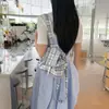 Mochila Leve Xadrez Estilo Coreano Ins, Bolsa Tote Versátil Simples para Mulheres, Mochila Estudantil de Alto Valor e Grande Capacidade