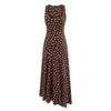 Vestido Largo Irregular de Verano con Cuello en U sin Mangas, Bloques de Color y Lunares, Estilo Europeo y Americano, Ceñido a la Cintura, Corte Ajustado, para Vacaciones