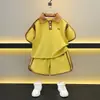 X080 Conjunto de Verano para Niños 2026 Nuevo Elegante Camisa Polo Infantil Pantalones Cortos de Manga Corta para Bebé Conjunto Delgado de Verano Dos Piezas