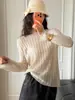 ¡Ambiente relajado y acogedor! Suéter largo de otoño para mujer hecho de Tencel, lana y cachemira con un patrón trenzado similar a una nube