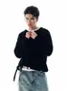Suéter de Punto Estilo Americano Cleanfit Cuello Henry para Hombre, Estilo Holgado y Casual, Marca de Moda, Sensación de Alta Calidad, Suéter Versátil