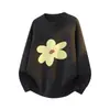 2026 Estilo coreano, chic sin esfuerzo, diseño floral bellamente único, suéter de cuello redondo, unisex, nueva colección otoño/invierno, corte holgado