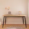 Escritorio de computadora simple, escritorio de oficina, escritorio de acero y madera, diseño minimalista y moderno, escritorio doble económico