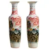 Jarrón de Piso Grande Cerámico de Jingdezhen Pintado a Mano Azul y Blanco Estilo Chino Adorno Decorativo para Apertura de Casa de Huéspedes Hotel Sala de Estar