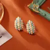 Brincos de Pérolas Turquesa Retrô Franceses, Brincos Pendentes Modernos e de Alto Padrão, Joias Estilo Resort Boêmio