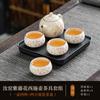 Juego de té de kung fu Ruyao beige, apto para uso doméstico al aire libre, tetera de cerámica, taza de té, una tetera, cuatro tazas, bandeja de té.