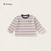 Bangxuan Huzhou Zhili Ropa Infantil Camiseta para Niñas Nueva Rayas Cuello Redondo Suéter para Niños Top Versátil para Niños Moderno