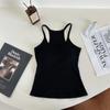 Camisola acanalada de algodón con forma de I, versátil, con hermoso diseño en la espalda, tirantes elásticos, copas en el pecho, efecto adelgazante, top sin mangas para mujer
