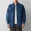Chaqueta vaquera Mokamke para hombre, estilo casual urbano, con bloques de color, nuevo estilo con doble bolsillo de parche, chaqueta para hombre 81728