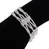 Pulsera de cristal nupcial con diamantes completos brillantes estilo coreano pulsera de joyería para bodas pulsera accesorios para vestidos de novia B- 212