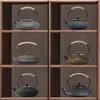 Decoración para el Hogar, Nueva Sala de Té Estilo Chino, Tetera, Juego de Té, Gabinete Decorativo para Sala de Té, Adornos, Habitación Modelo, Estante de Exhibición, Tetera Artística de Hierro