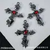 Acessórios Estilo Escuro Estilo Europeu e Americano Borboleta Preto Fosco Rosa Cruz Pingente Pulseira de Contas DIY Colar