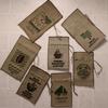 Sacos de café em grão cru para decoração de negócios com uma variedade de padrões, pequenos sacos de café, sacos de embalagem de grãos de café no atacado
