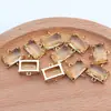 Brincos de pingente de colar retangulares de vidro colorido banhados a ouro 18K real, anel duplo, acessórios de joalheria semiacabados