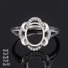 Anel de prata S925 suporte vazio faça você mesmo com corte de face de ovo suporte embutido cristal de turmalina vermelha acessórios de pedra natural