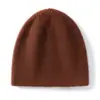 Novo gorro de 100% caxemira pura, com duas camadas e listras verticais, para outono/inverno, design unissex, simples e versátil, grosso e quente para o tempo frio