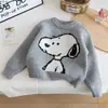 Malhas Infantis 2025 Outono e Inverno Novo Estilo Malhas de Desenho Animado Cachorrinho para Meninos e Meninas Bebês Crianças Tops Lindo de Lã