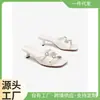 Nuevas Sandalias de Tacón Alto Estilo Europeo y Americano para Mujer de Verano, Material de Microfibra, Versátiles y Adelgazantes, Estilo Caliente Transfronterizo Venta al por Mayor 2