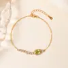 Pulseira de Prata de Lei S925 com Turmalina Natural e Design Floral, Pulseira Elegante e Luxuosa S033